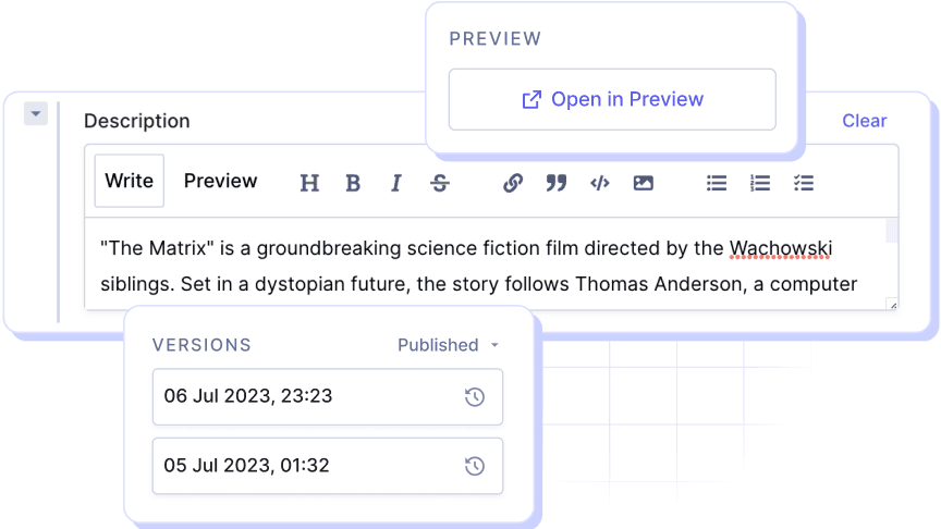 Rich capabilities to edit content in Hygraph