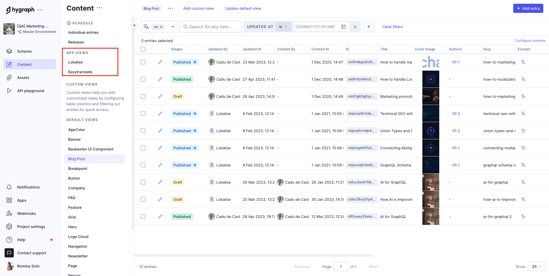 Content editor - app views