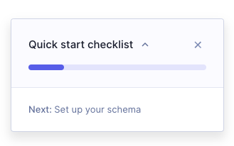 Quick start checklist collapsed view